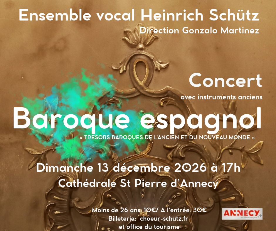 Concert Baroque espagnol, dimanche 13 décembre 2026 à 17h, cathédrale Saint-Pierre d’Annecy